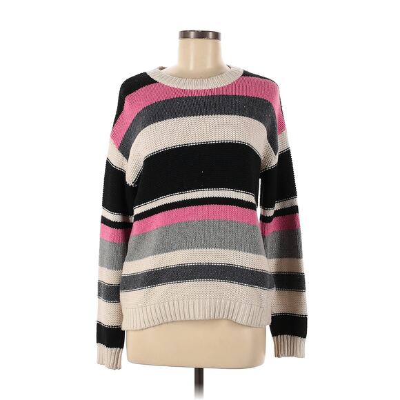 One Grey Day Heath Striped Pink & Black Pullover Sweater - Picture 3 of 4